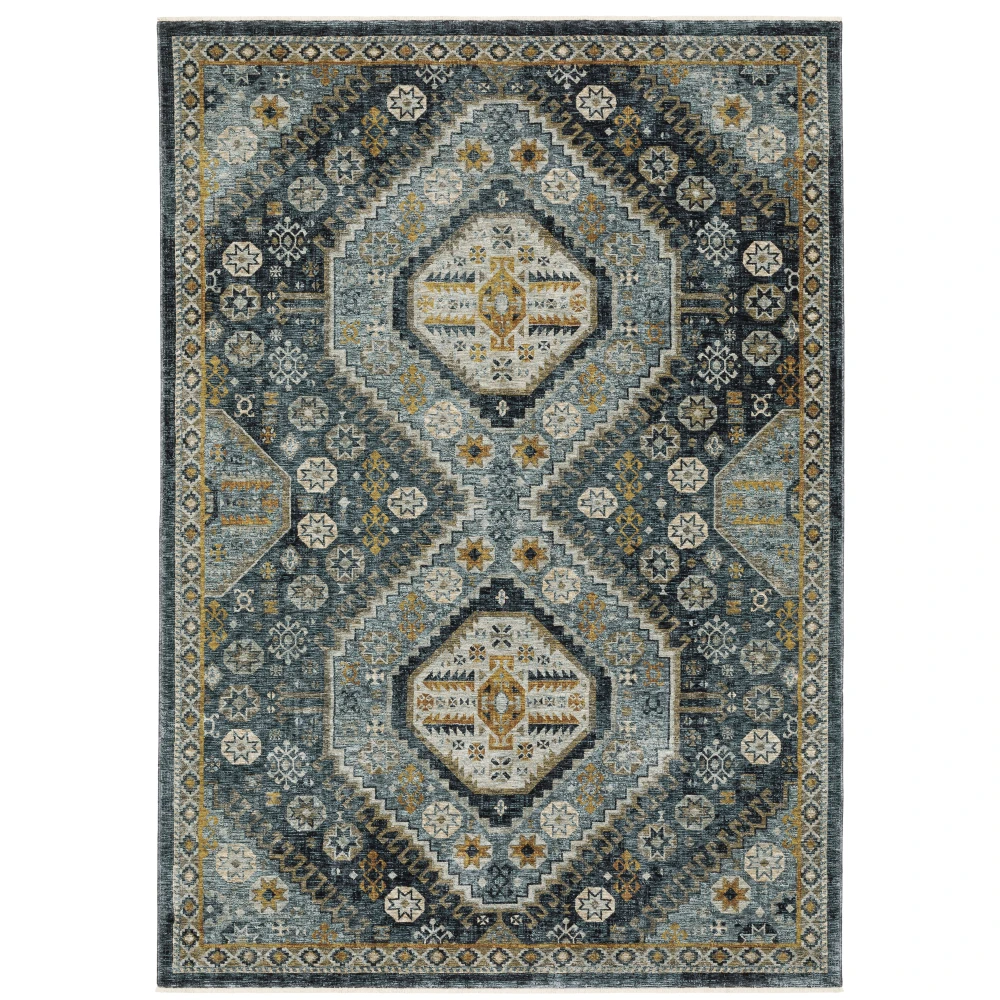 Aberdeen 7150B Blue/ Gold Indoor Area Rug - 7'10