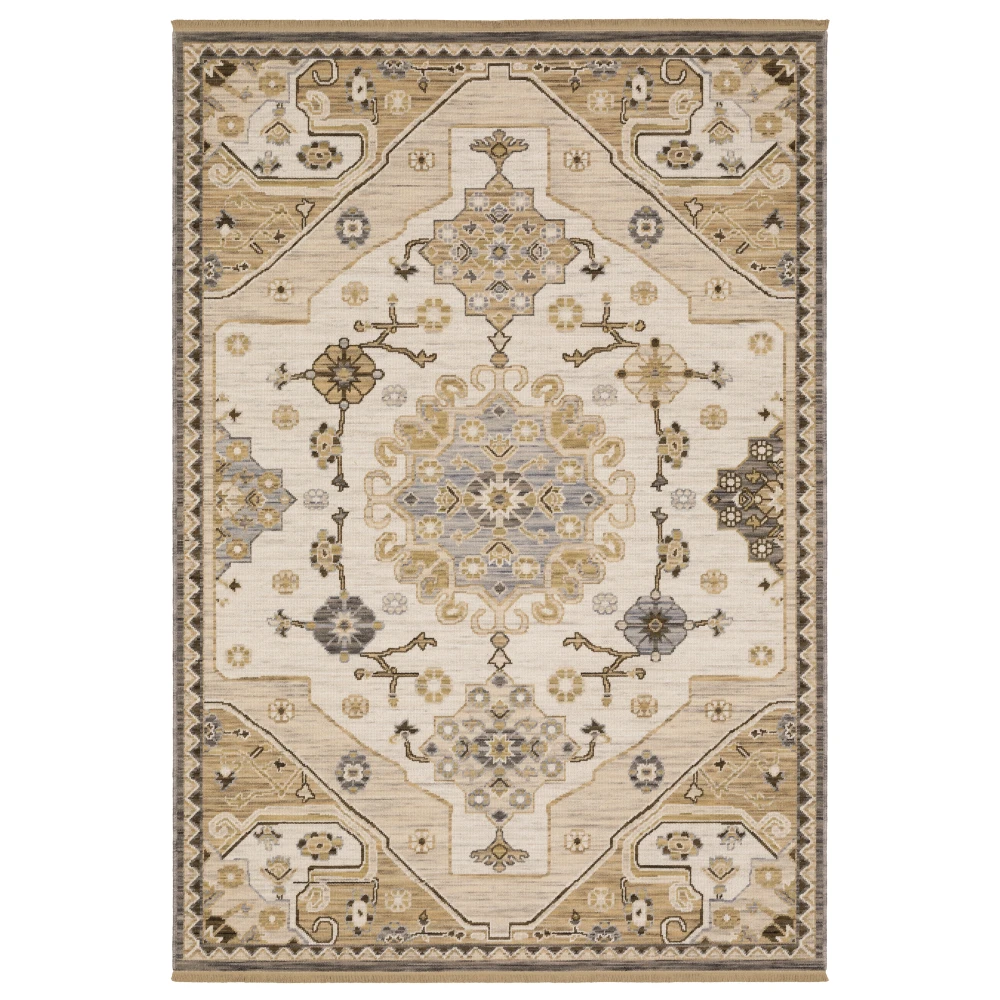 Acacia ACA03 Tan/ Grey Indoor Area Rug - 2' x 3'