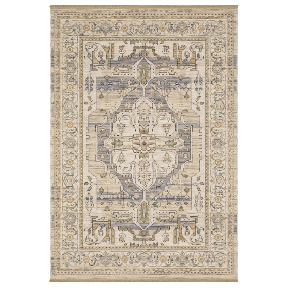 Acacia ACA07 Beige/ Grey Indoor Area Rug - 2' x 3'