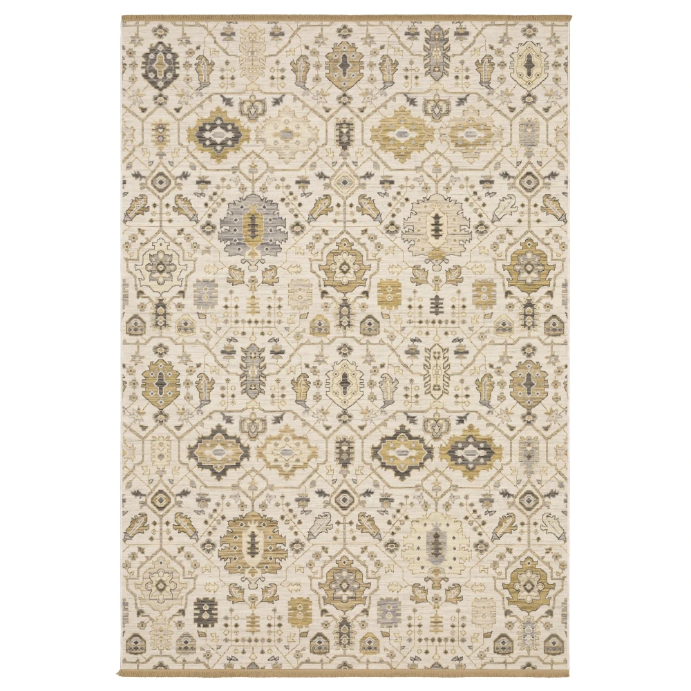 Acacia ACA11 Beige/ Gold Indoor Area Rug - 2' x 3'