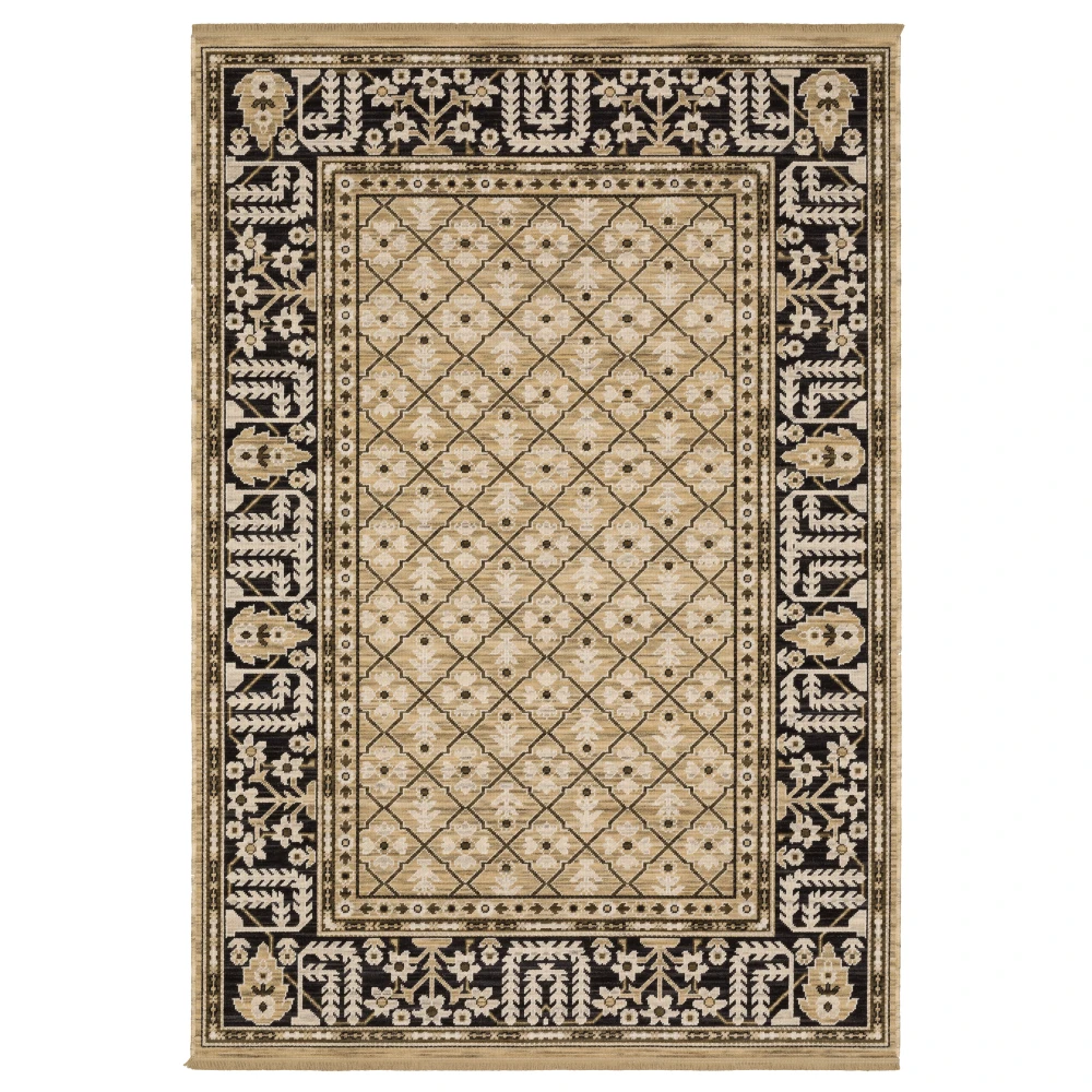 Acacia ACA12 Tan/ Charcoal Indoor Area Rug - 6'7