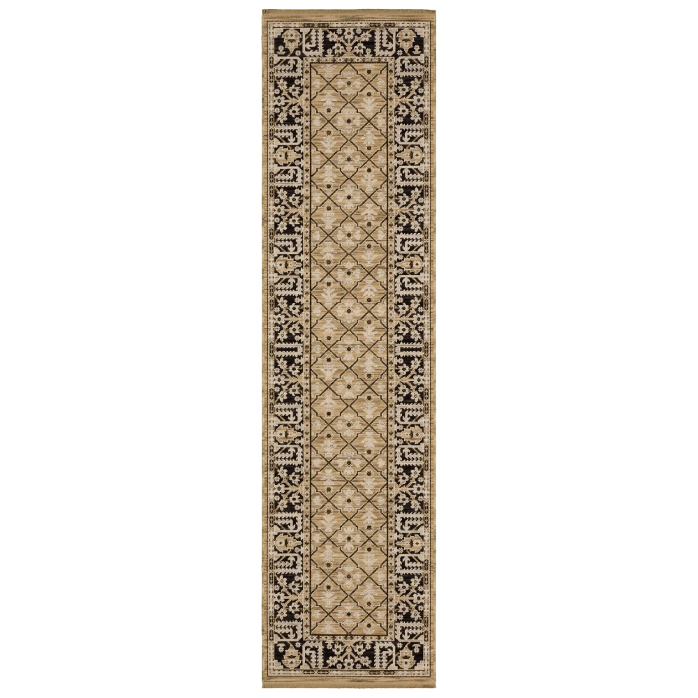 Acacia ACA12 Tan/ Charcoal Indoor Area Rug - 2'6