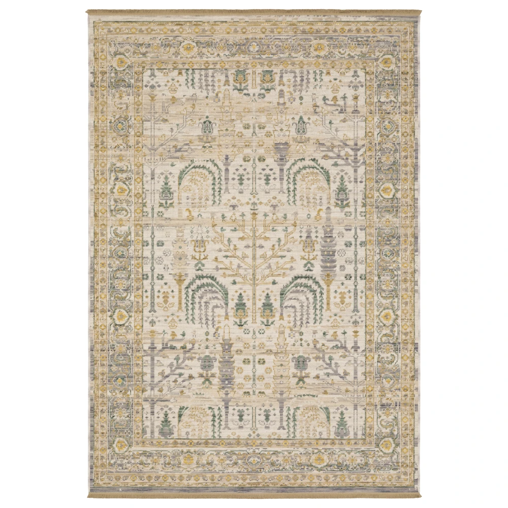 Acacia ACA14 Beige/ Green Indoor Area Rug - 2' x 3'