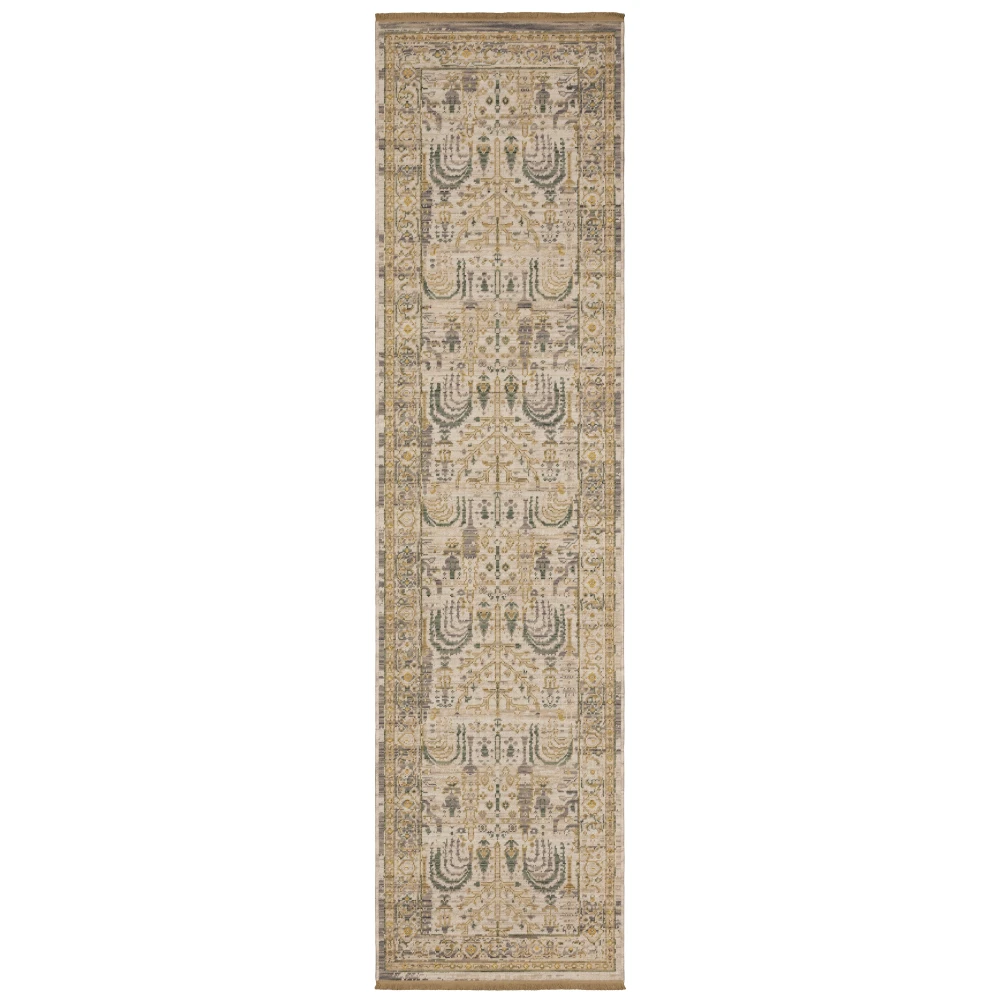 Acacia ACA14 Beige/ Green Indoor Area Rug - 2'6