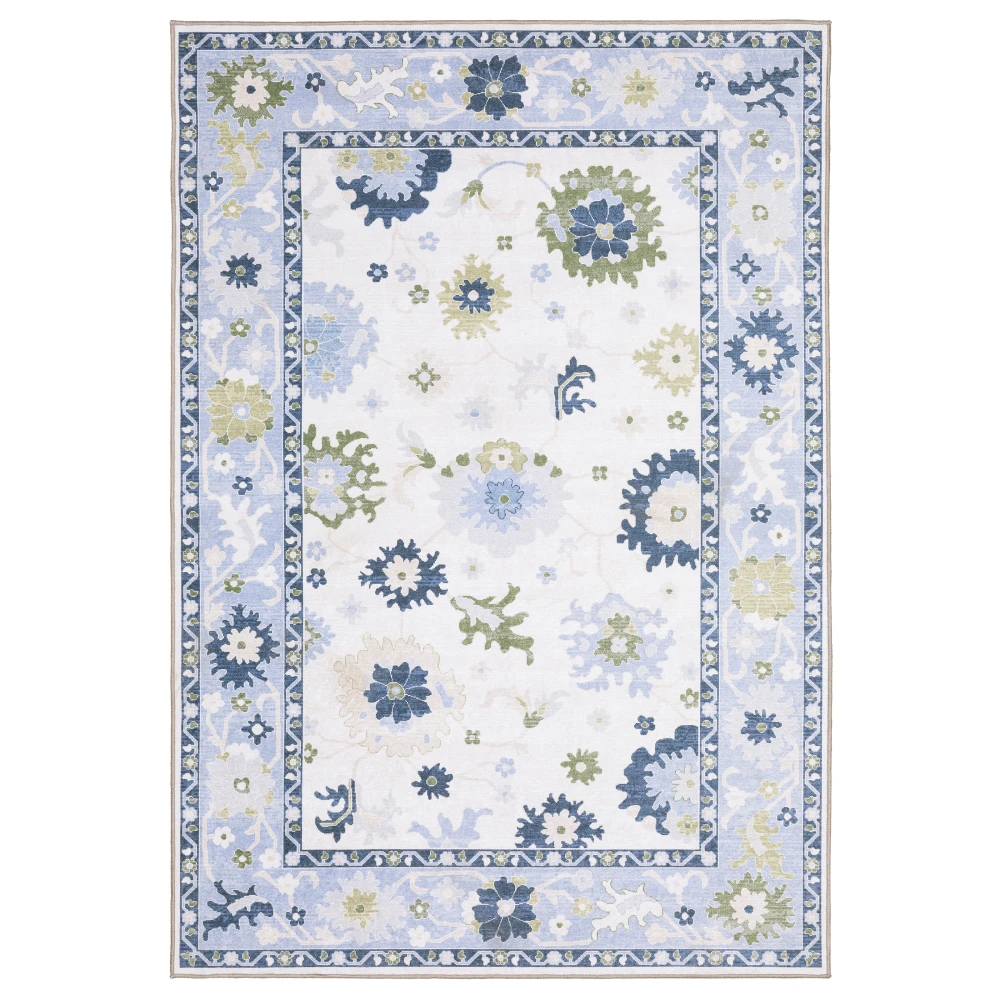 Addison ADD05 White/Blue Indoor Area Rug - 2' x 3'