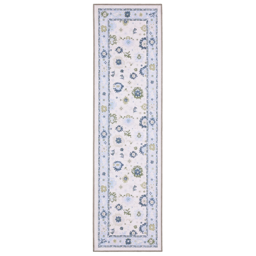 Addison ADD05 White/Blue Indoor Area Rug - 2' x 7'