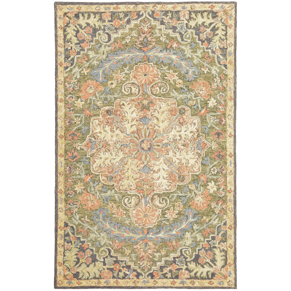 Alfresco 28401 Green/ Blue Indoor Area Rug - 8' x 10'