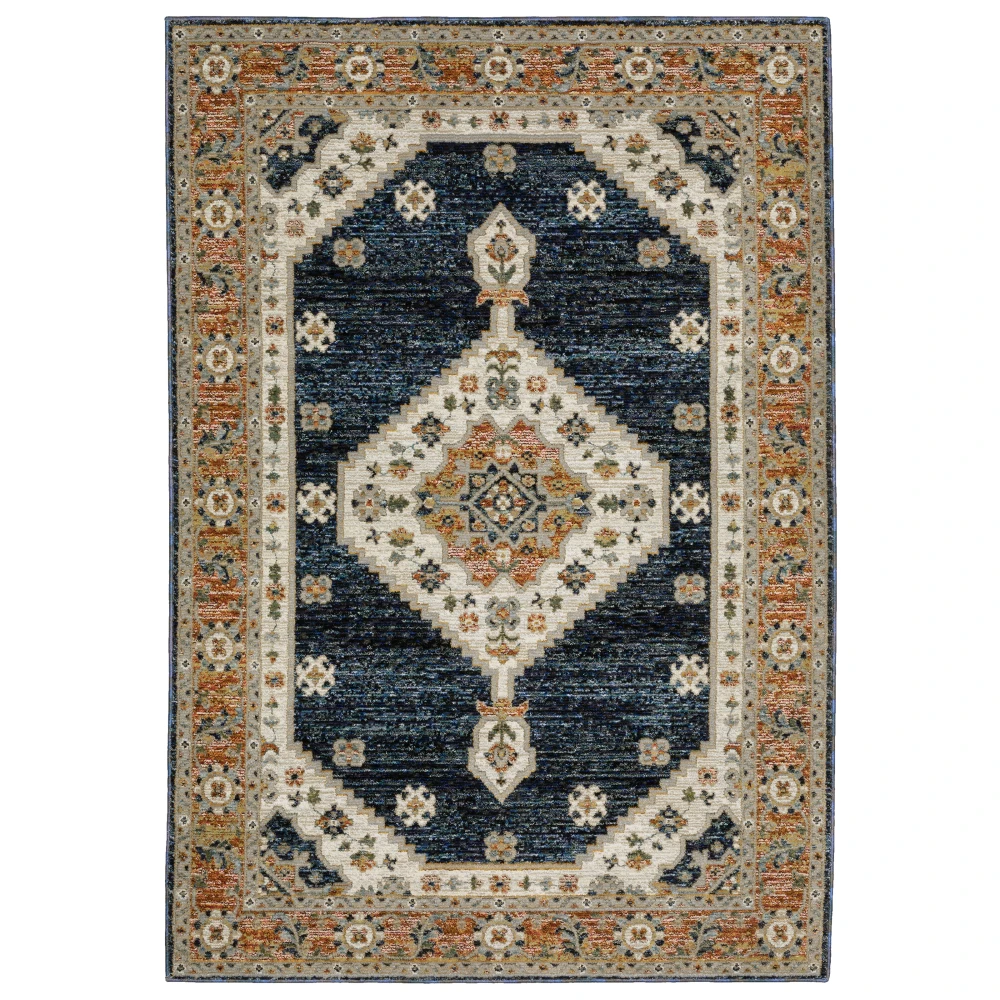 Andorra 2281E Blue/ Orange Indoor Area Rug - 5'3