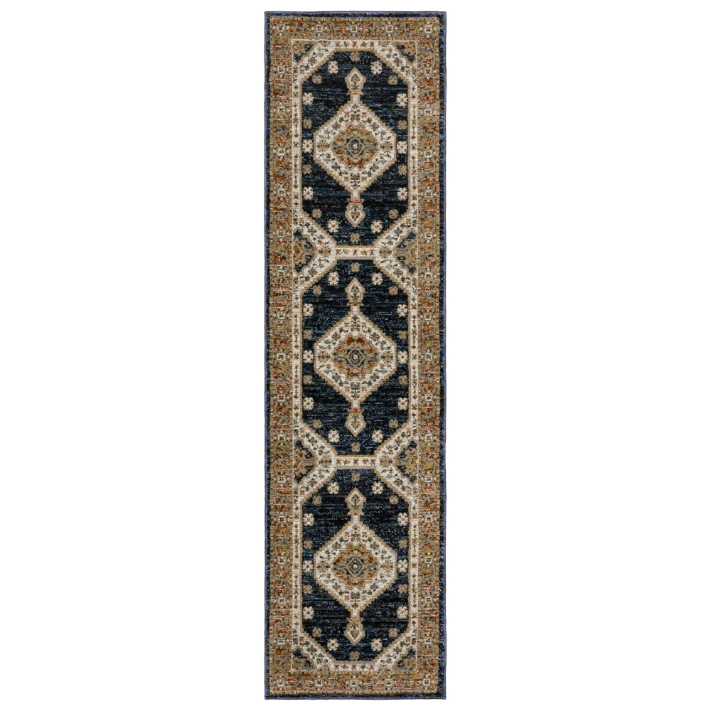 Andorra 2281E Blue/ Orange Indoor Area Rug - 2'3
