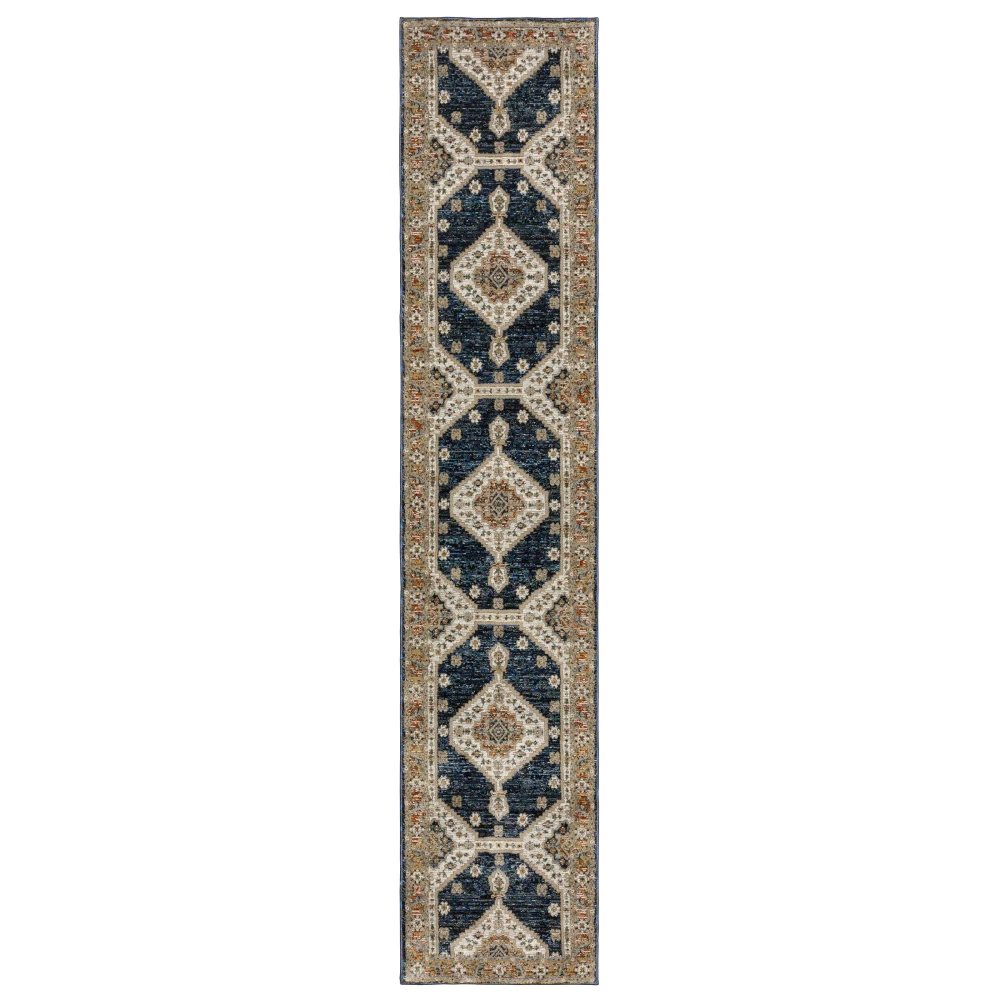 Andorra 2281E Blue/ Orange Indoor Area Rug - 2'6
