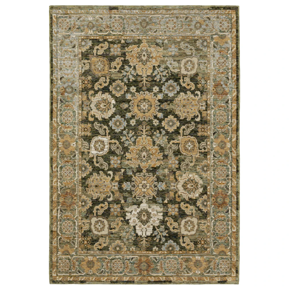 Andorra 2417B Green/ Gold Indoor Area Rug - 1'10