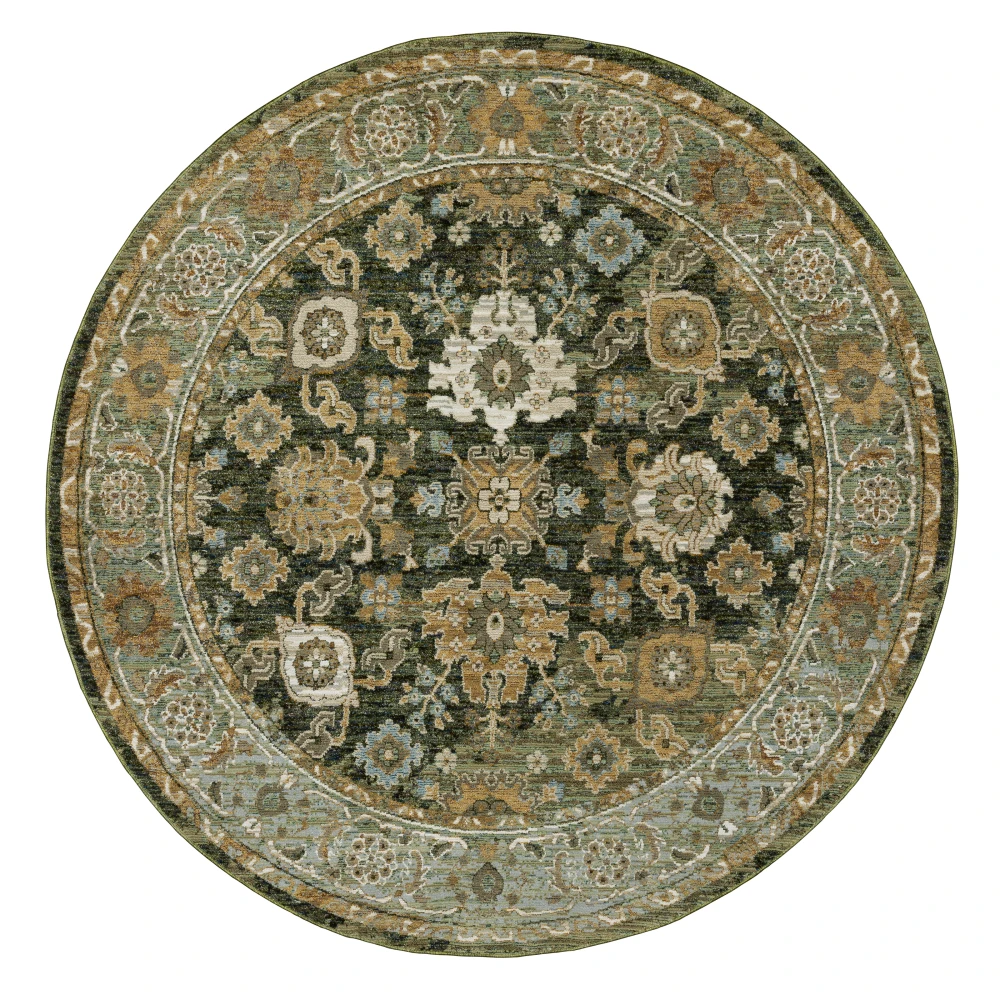 Andorra 2417B Green/ Gold Indoor Area Rug - 7'10