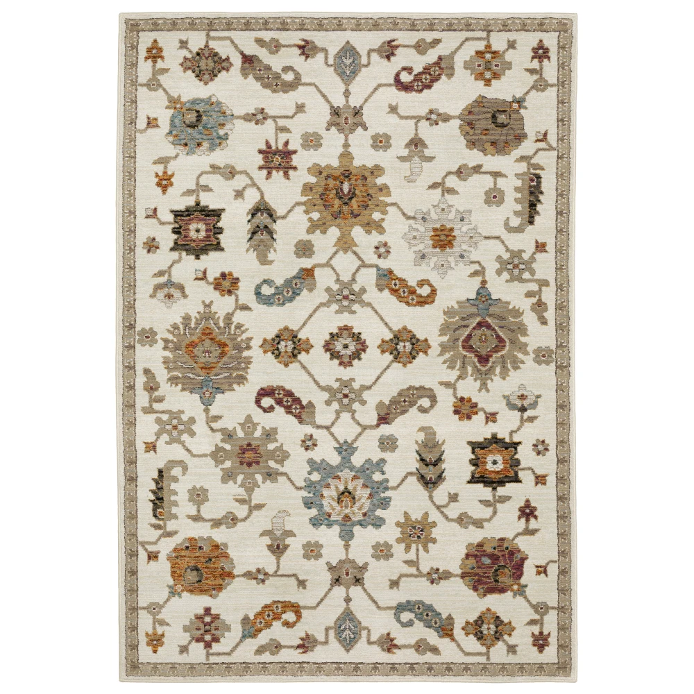 Andorra 2419B Ivory/ Multi Indoor Area Rug - 5'3