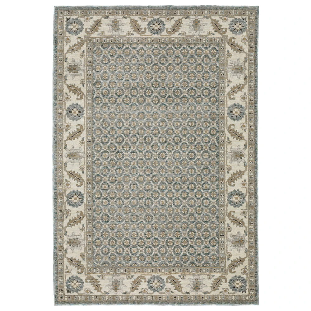 Andorra 2429A Blue/ Ivory Indoor Area Rug - 1'10