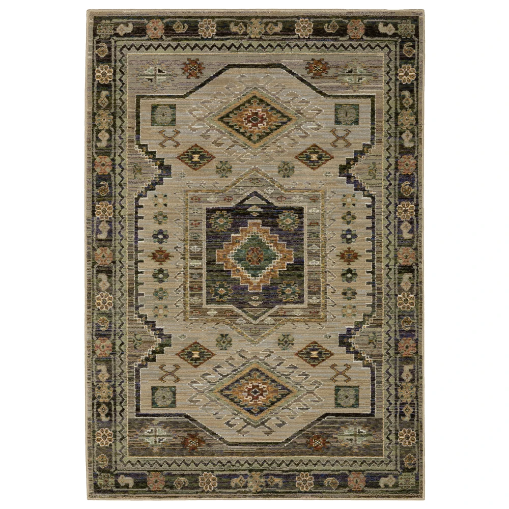 Andorra 2442D Grey/ Green Indoor Area Rug - 5'3