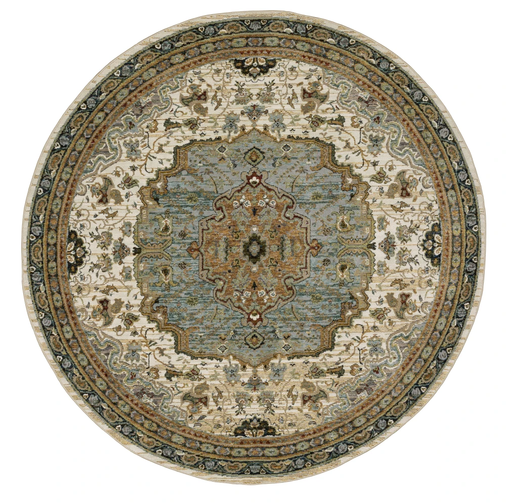 Andorra 2451B Ivory/ Blue Indoor Area Rug - 7'10