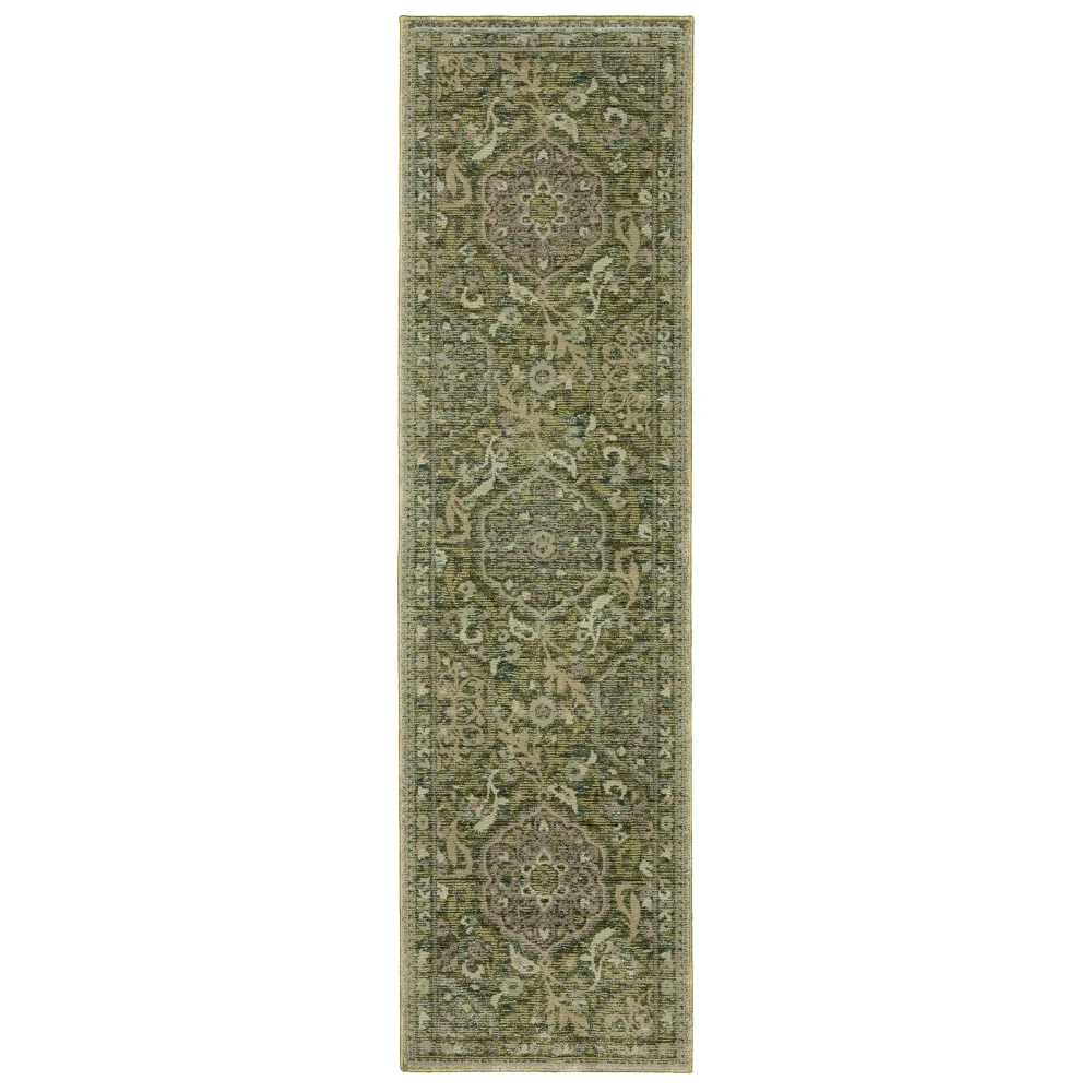 Andorra 3709C Green/ Gold Indoor Area Rug - 2'3