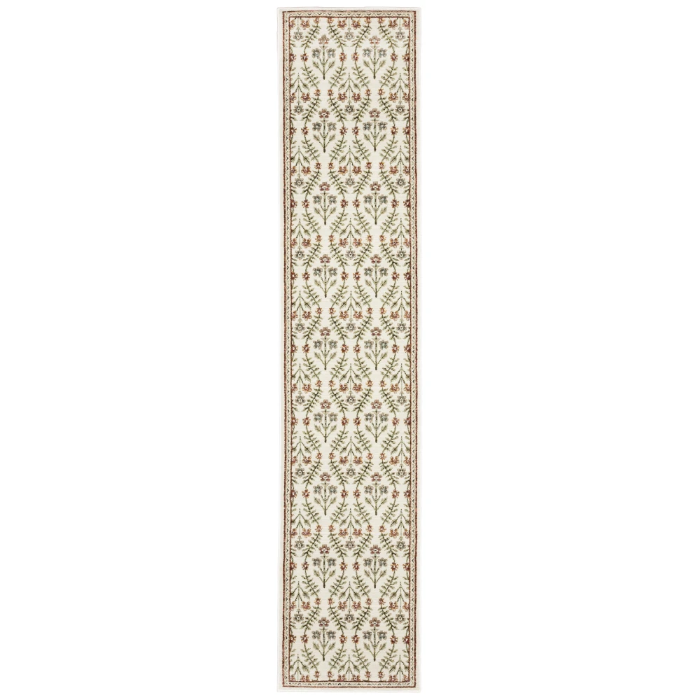 Andorra 3717A Ivory/ Red Indoor Area Rug - 2'6
