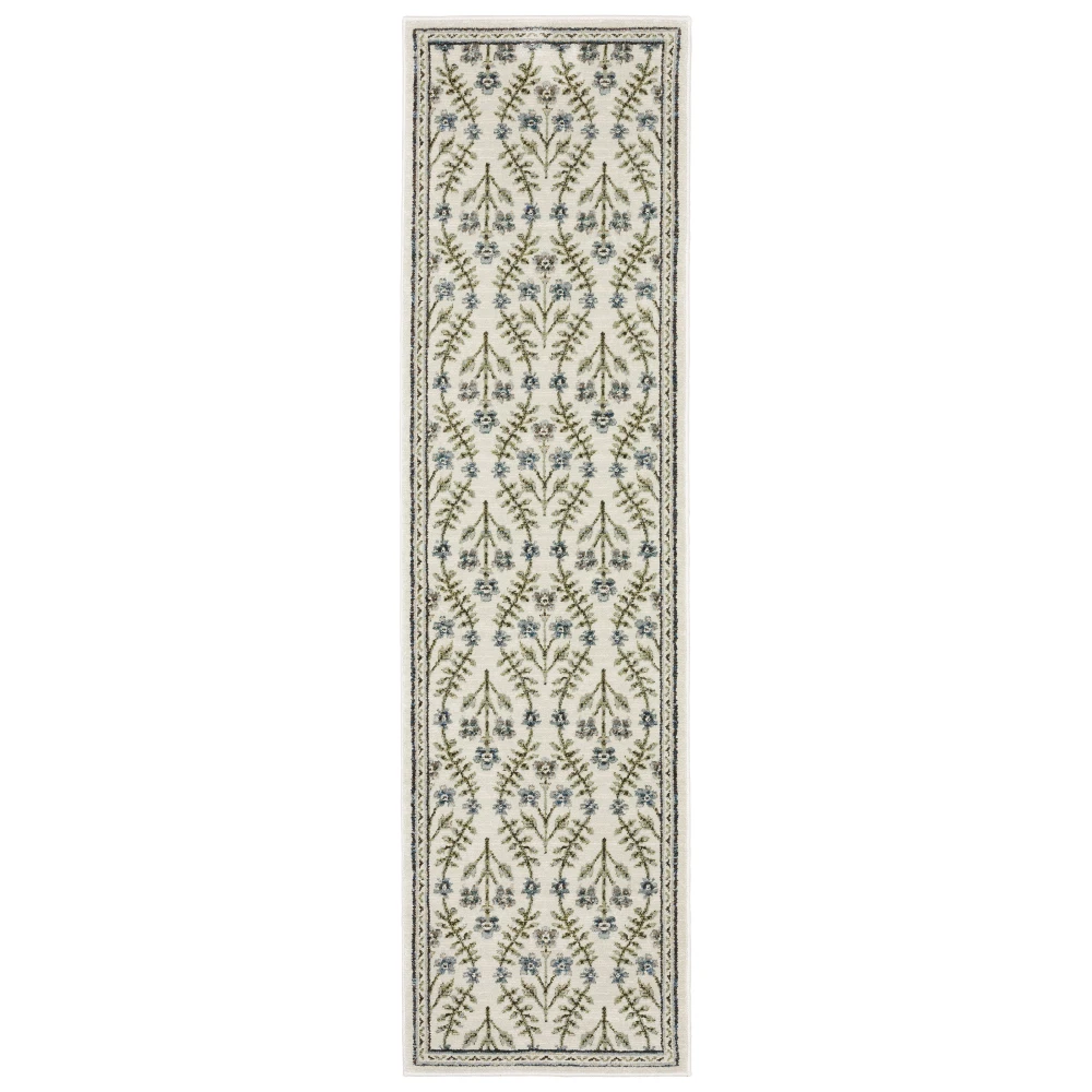 Andorra 3717C Ivory/ Blue Indoor Area Rug - 2'3