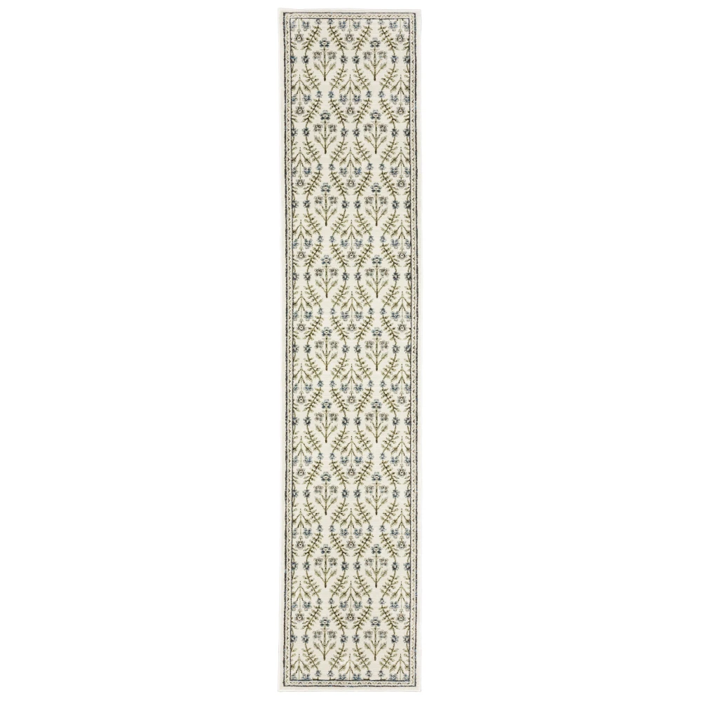 Andorra 3717C Ivory/ Blue Indoor Area Rug - 2'6