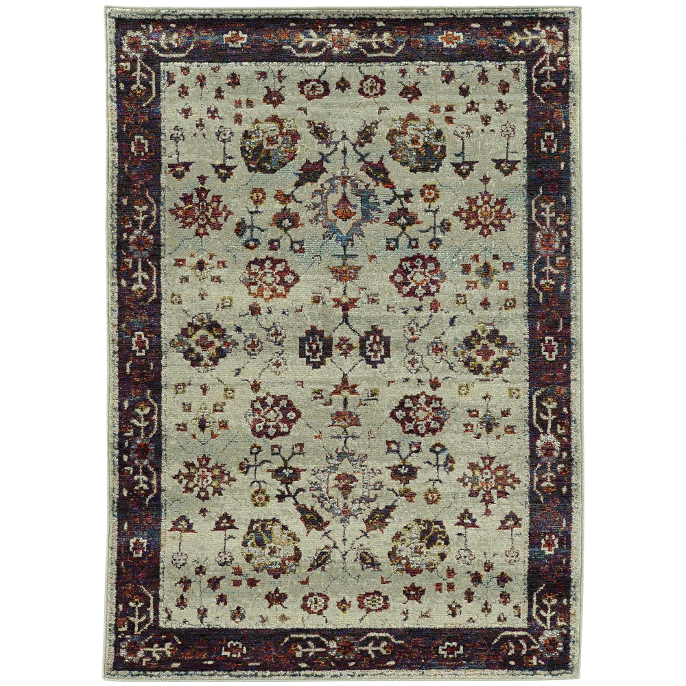 Andorra 6842D Stone/ Red Indoor Area Rug - 1'10