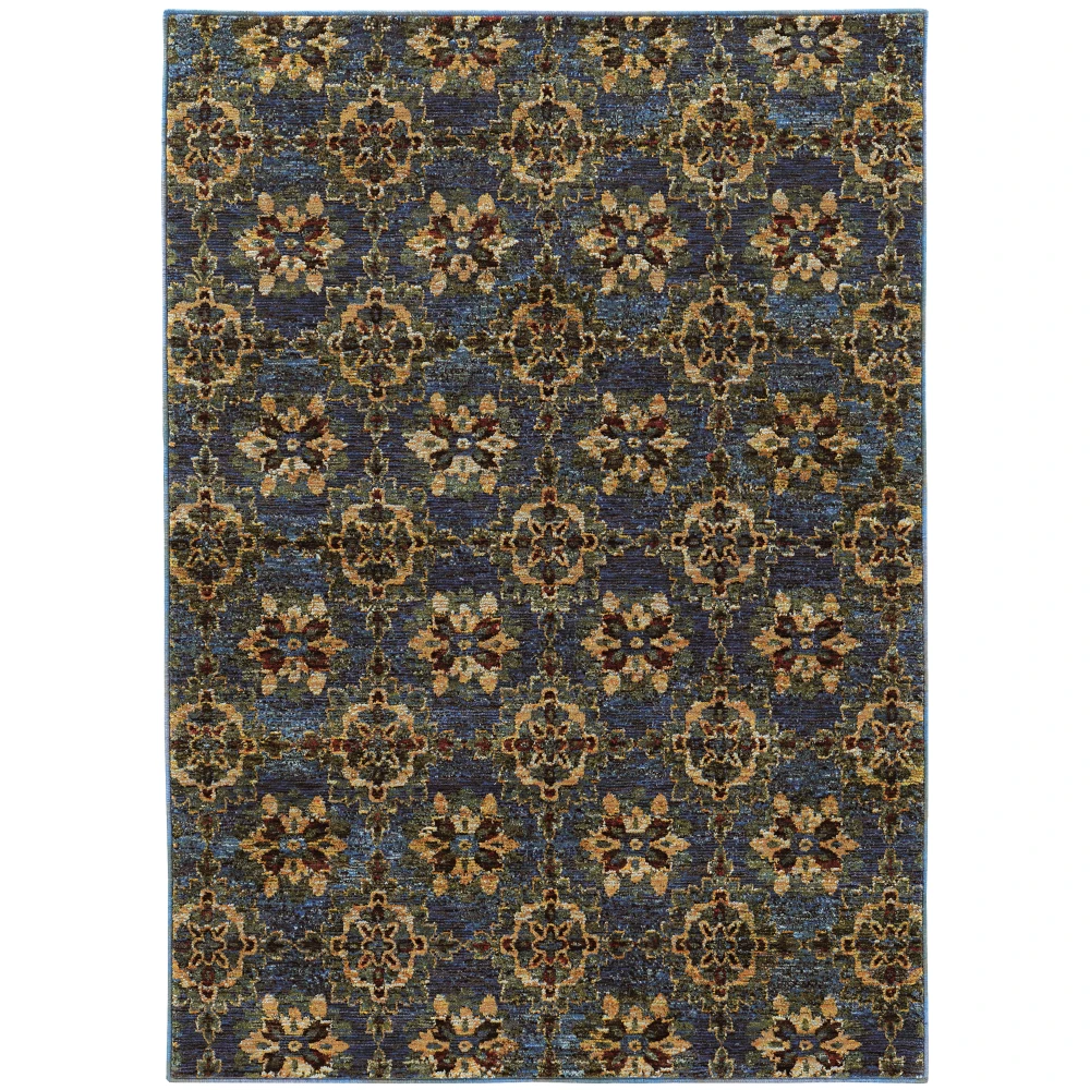 Andorra 6883C Blue/ Gold Indoor Area Rug - 3'3