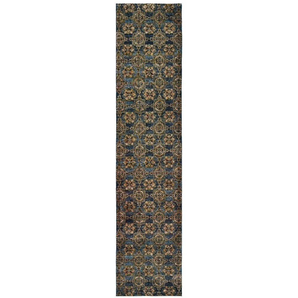 Andorra 6883C Blue/ Gold Indoor Area Rug - 2'6