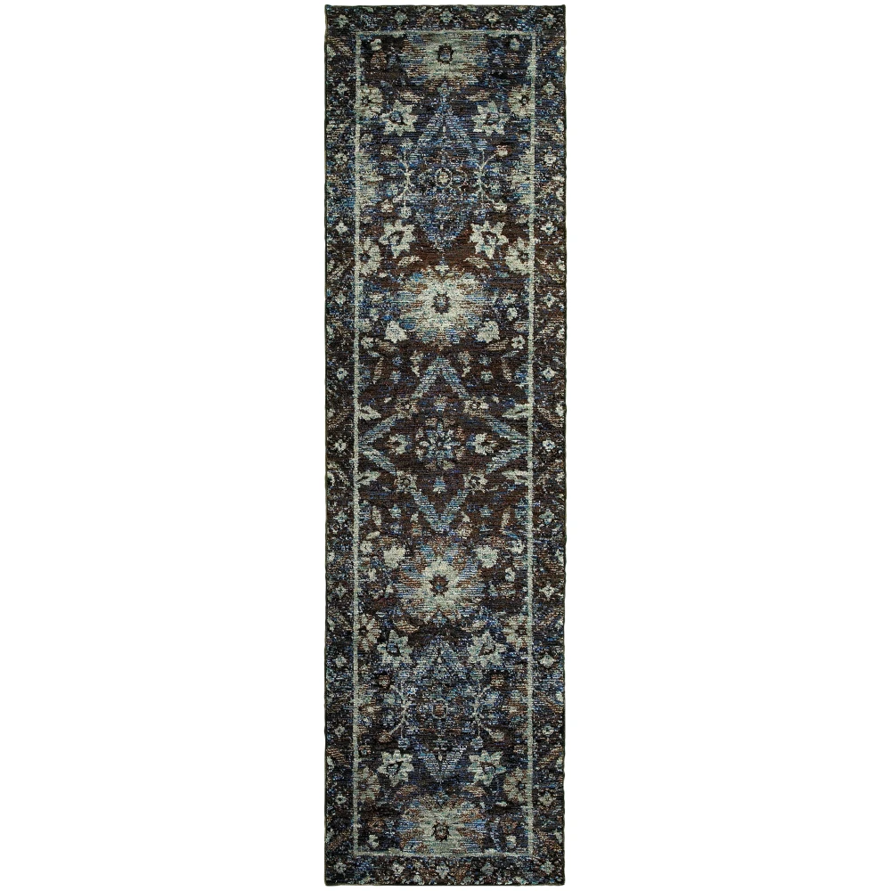 Andorra 7124A Navy/ Blue Indoor Area Rug - 2'3