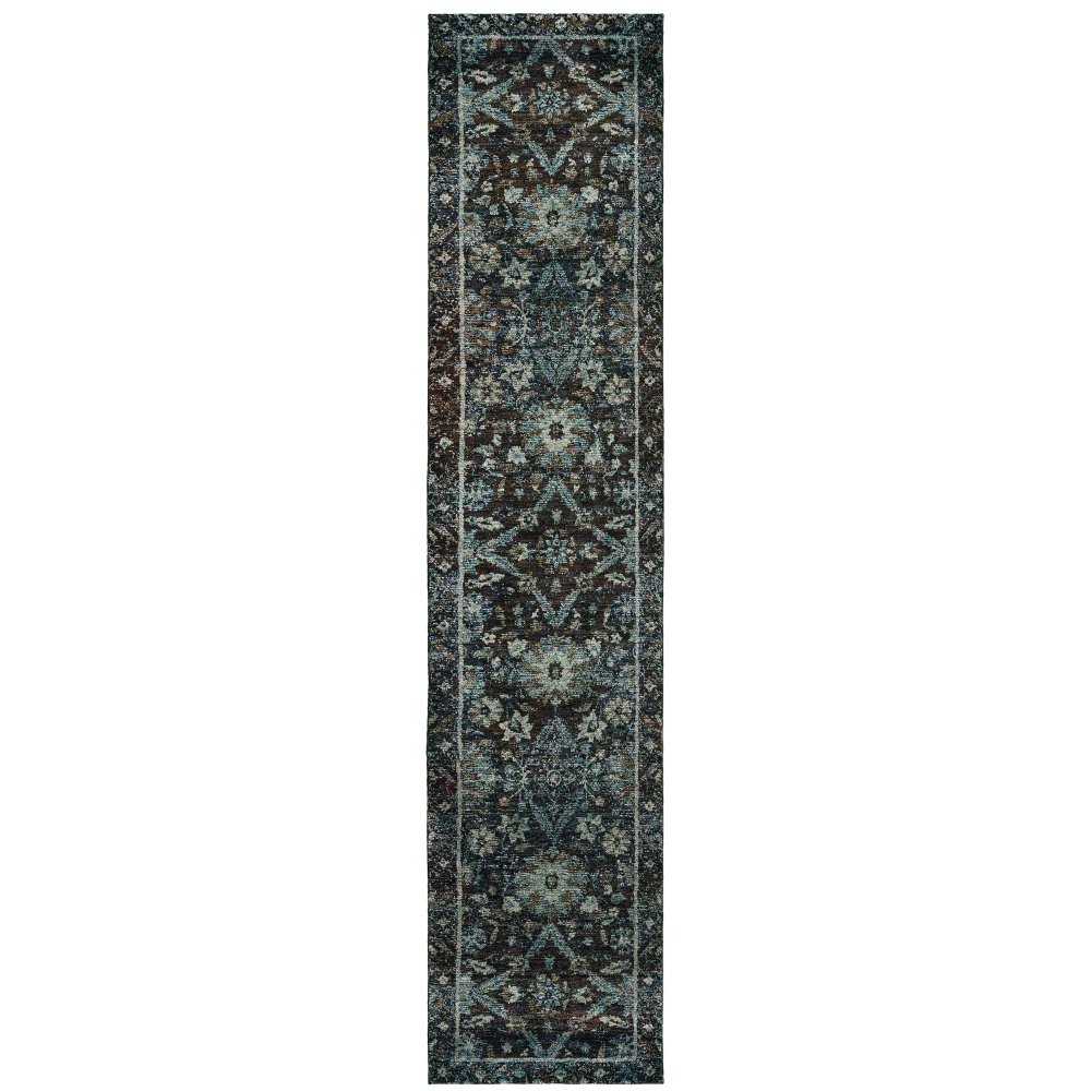 Andorra 7124A Navy/ Blue Indoor Area Rug - 2'6