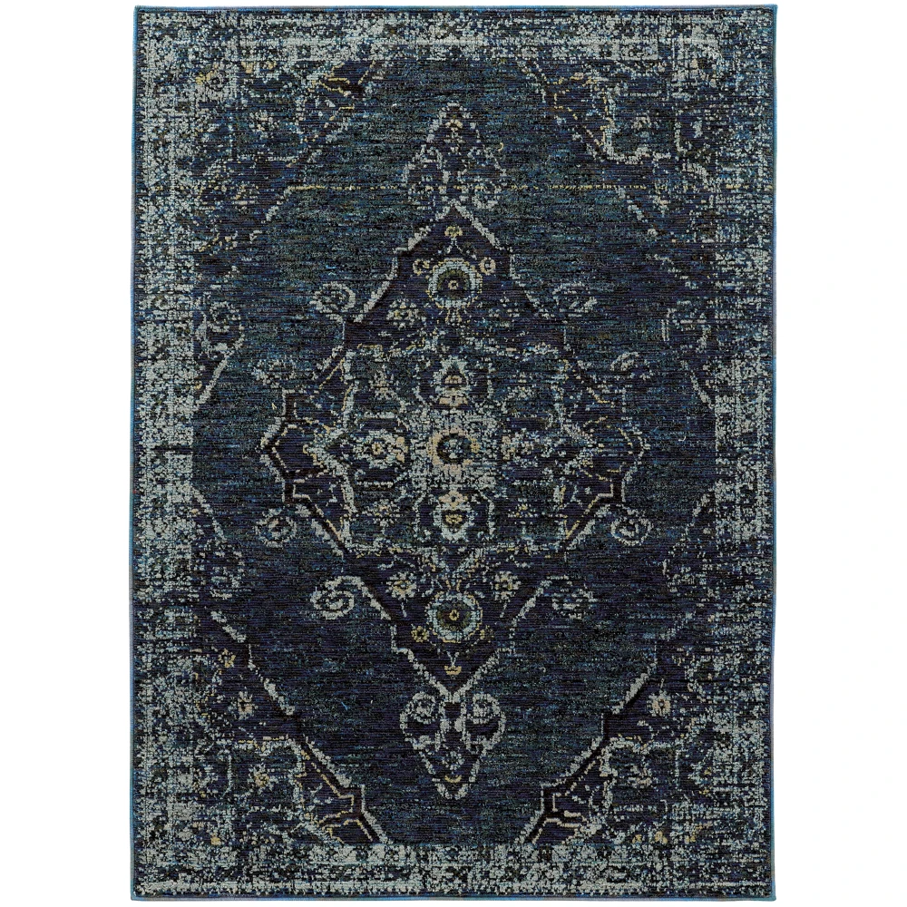 Andorra 7135F Blue/ Light Blue Indoor Area Rug - 1'10