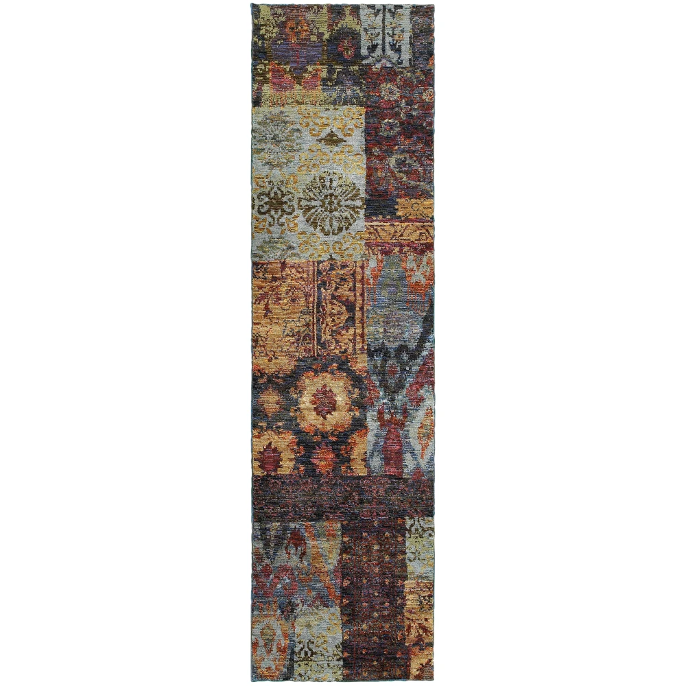 Andorra 7137A Gold/ Blue Indoor Area Rug - 2'3