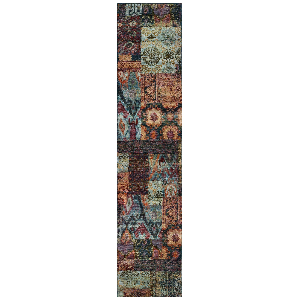 Andorra 7137A Gold/ Blue Indoor Area Rug - 2'6