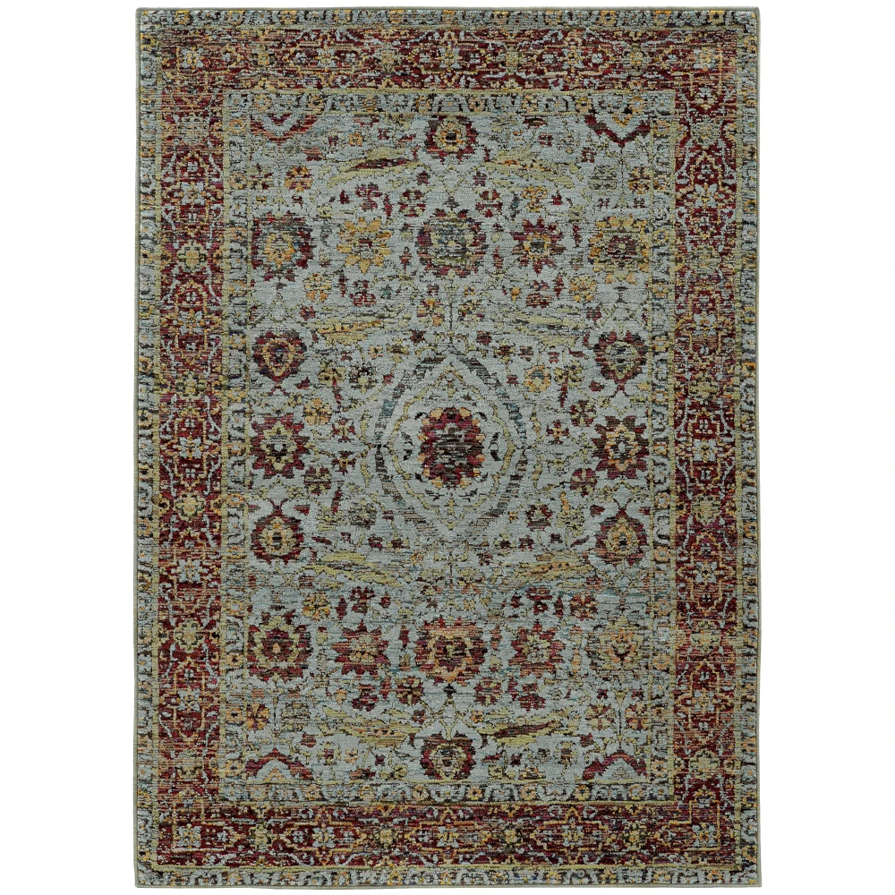 Andorra 7155A Blue/ Red Indoor Area Rug - 1'10