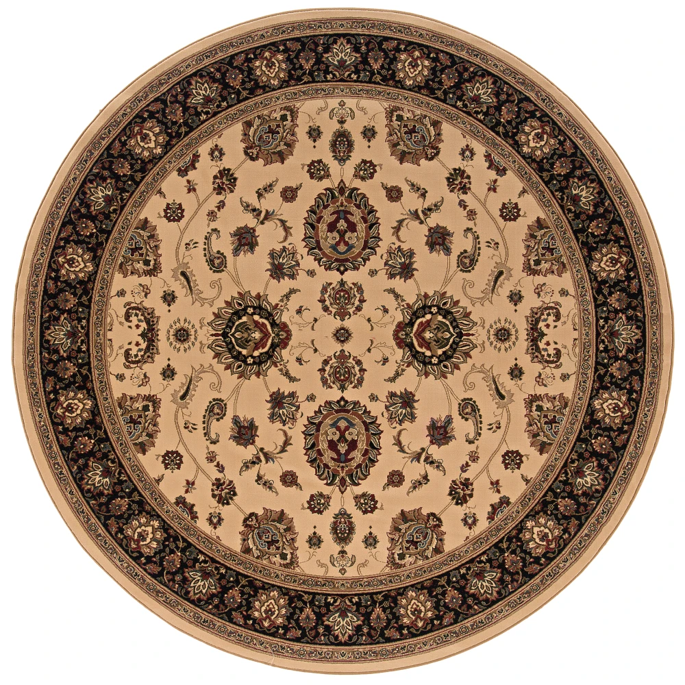 Ariana 130/7 Ivory/ Black Indoor Area Rug - 8' Round