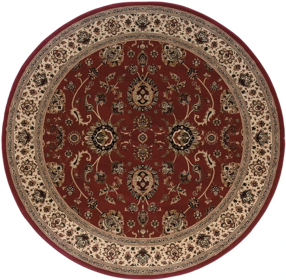 Ariana 130/8 Red/ Ivory Indoor Area Rug - 6' Round