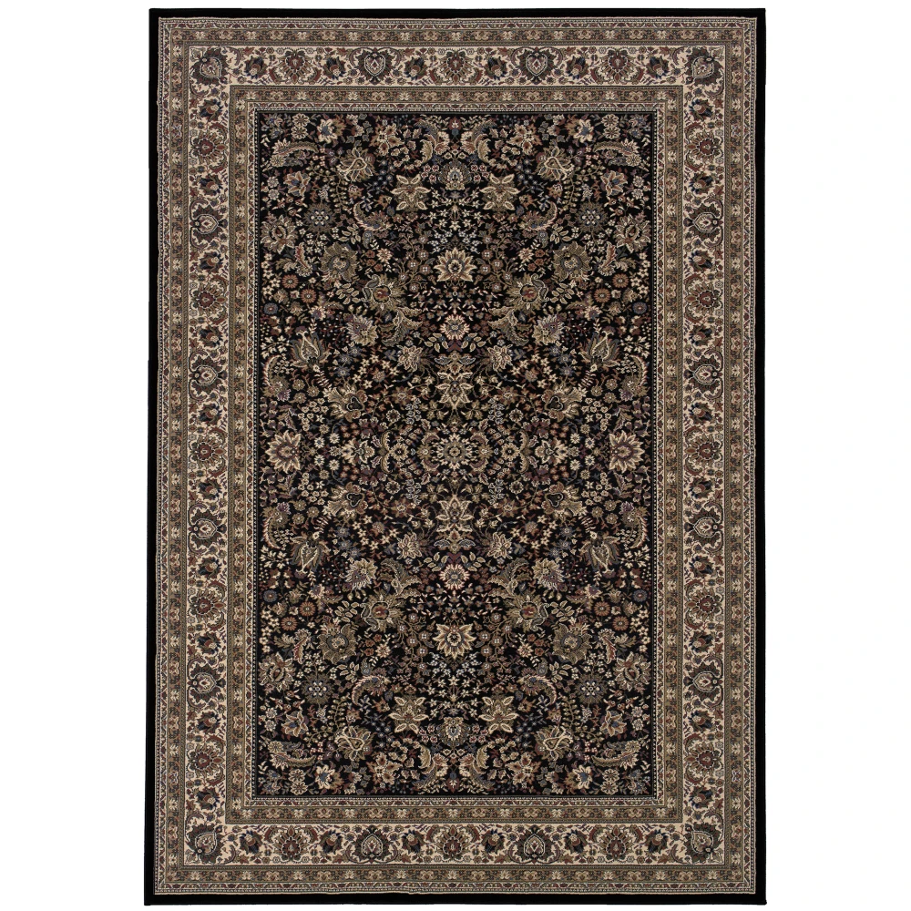 Ariana 213K8 Black/ Ivory Indoor Area Rug - 4' x 6'
