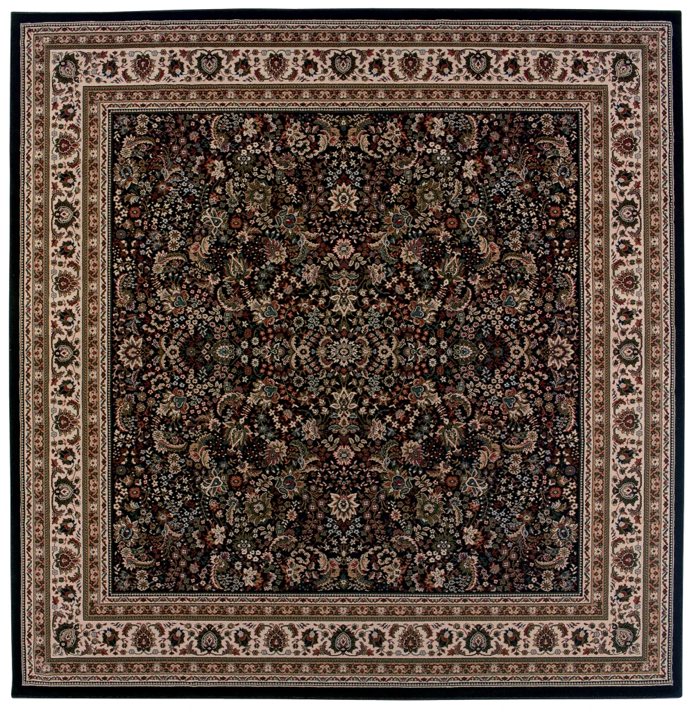 Ariana 213K8 Black/ Ivory Indoor Area Rug - 8' Square