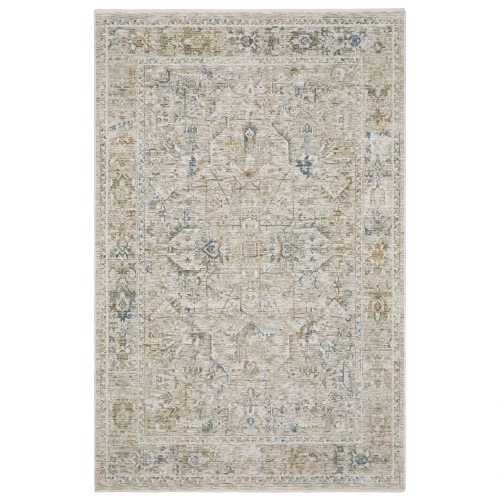Avalon AVA02 Beige/ Blue Indoor Area Rug - 5'3