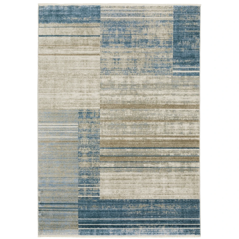 Bauer 090B2 Blue/ Beige Indoor Area Rug - 3'10