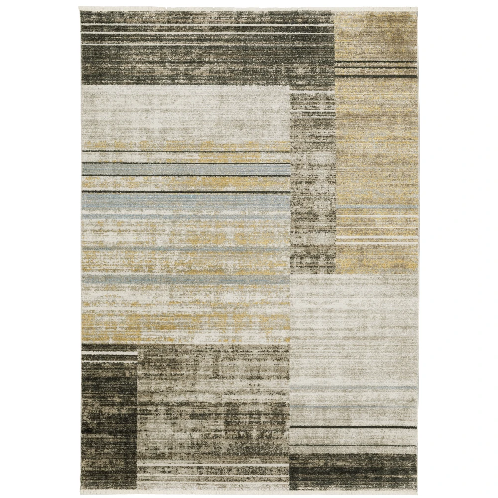 Bauer 090N2 Beige/ Charcoal Indoor Area Rug - 5'3