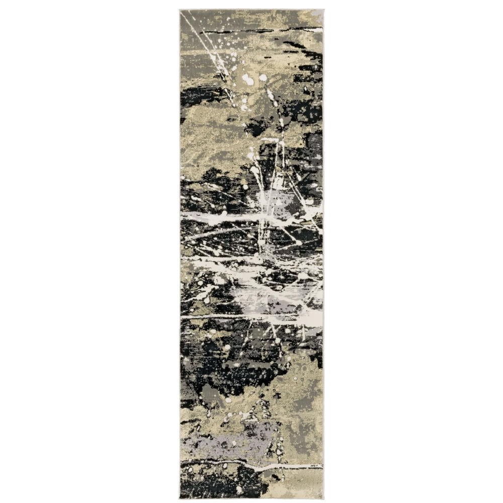 Bowen 109E2 Black/ Gold Indoor Area Rug - 2'3