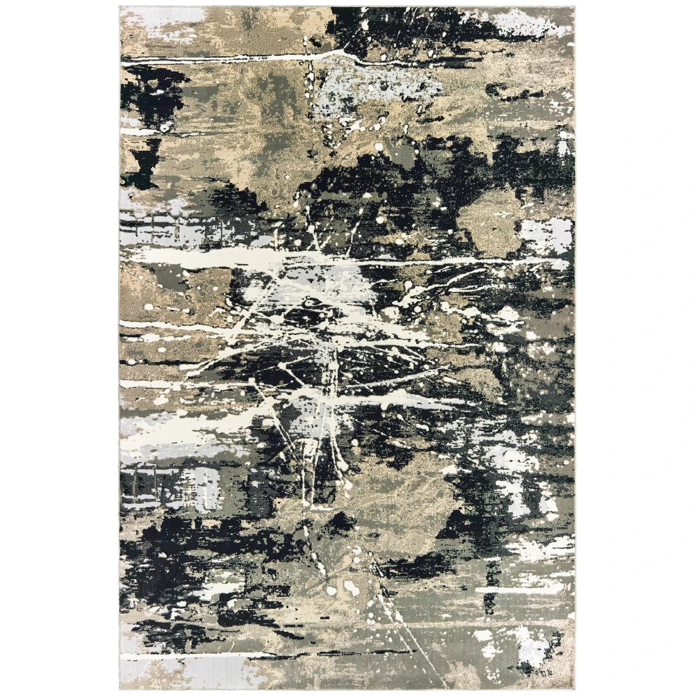 Bowen 109E2 Black/ Gold Indoor Area Rug - 7'10