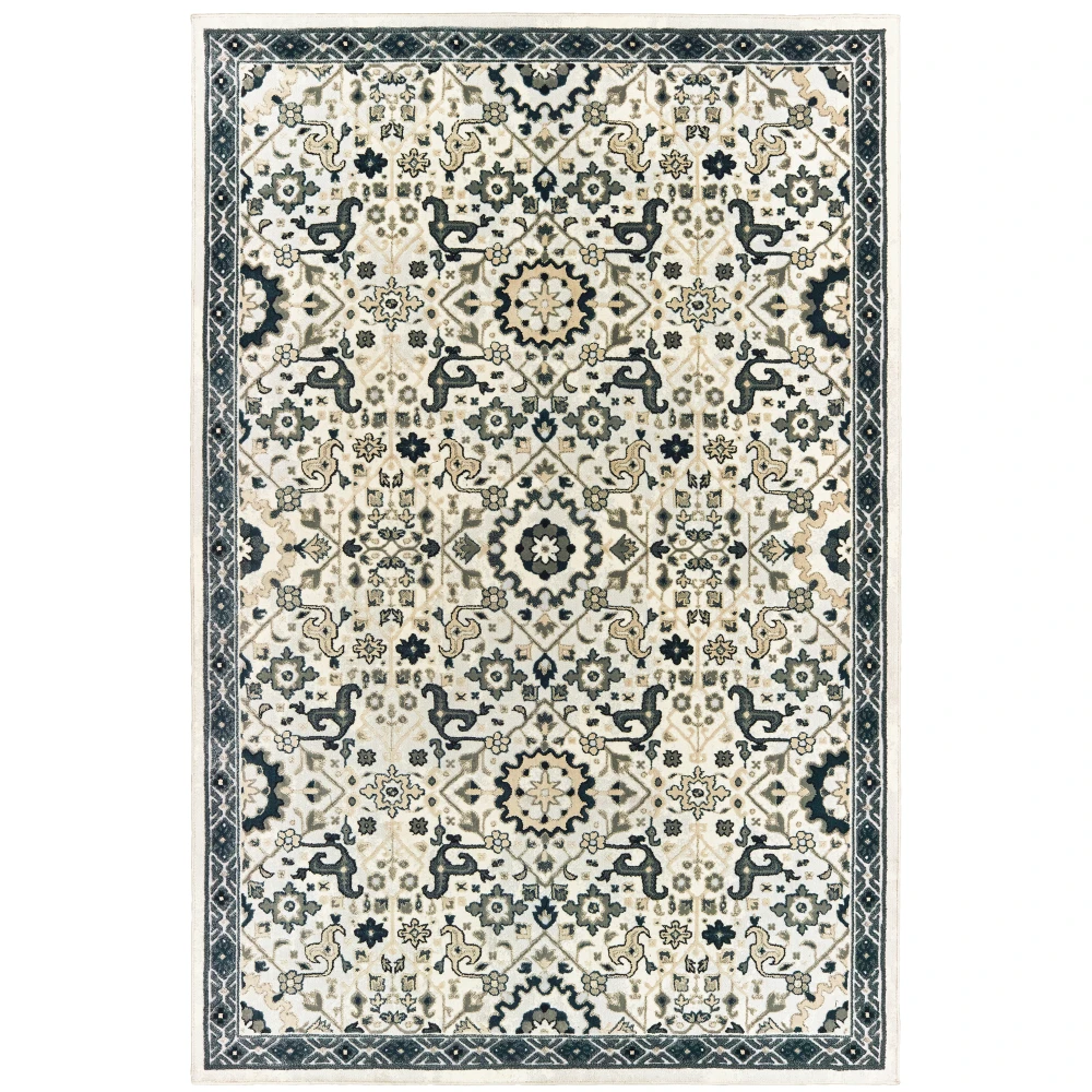 Bowen 073J2 Ivory/ Navy Indoor Area Rug - 7'10