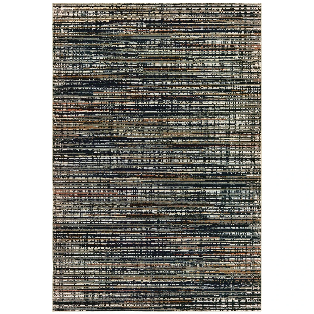 Bowen 1332H Black/ Navy Indoor Area Rug - 3'10