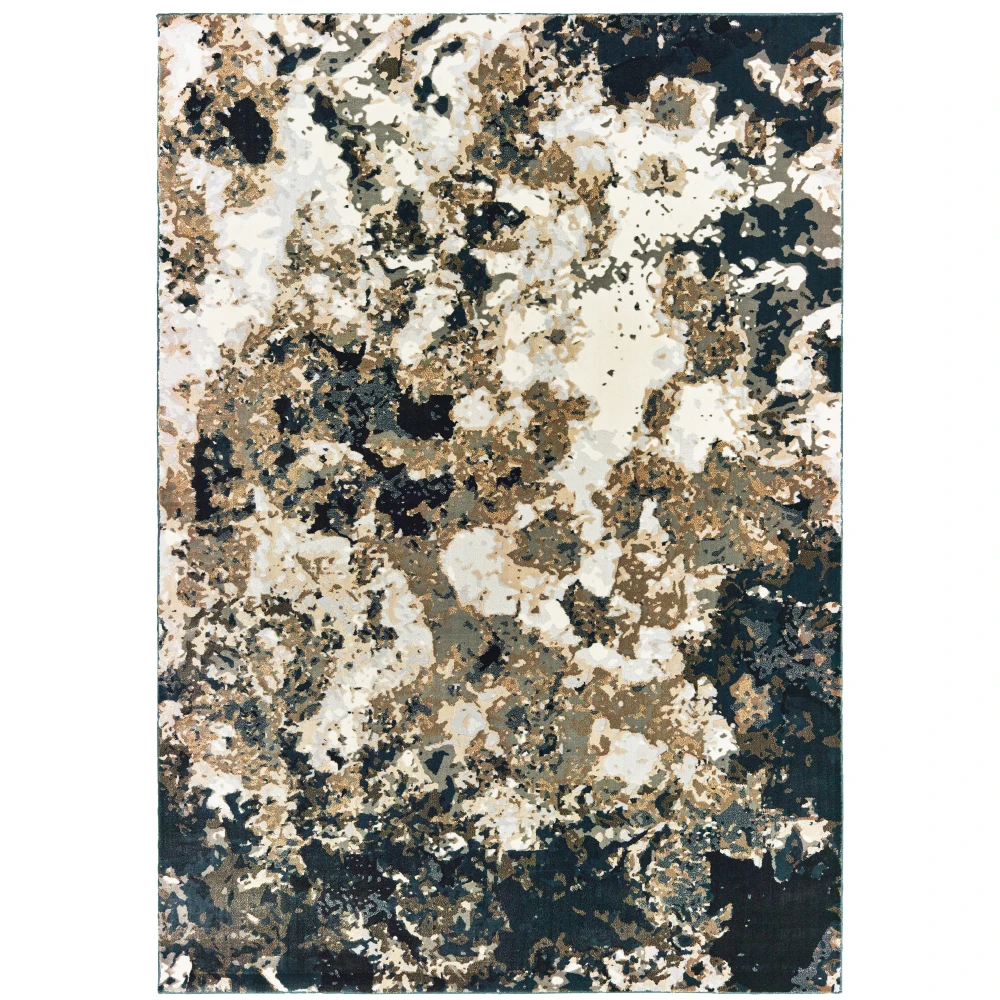 Bowen 1808Q Navy/ Gold Indoor Area Rug - 5'3