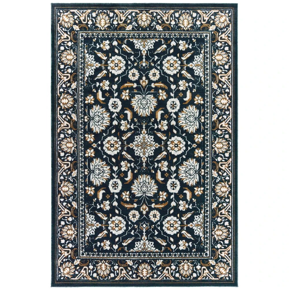 Bowen 534L2 Navy/ Gold Indoor Area Rug - 5'3