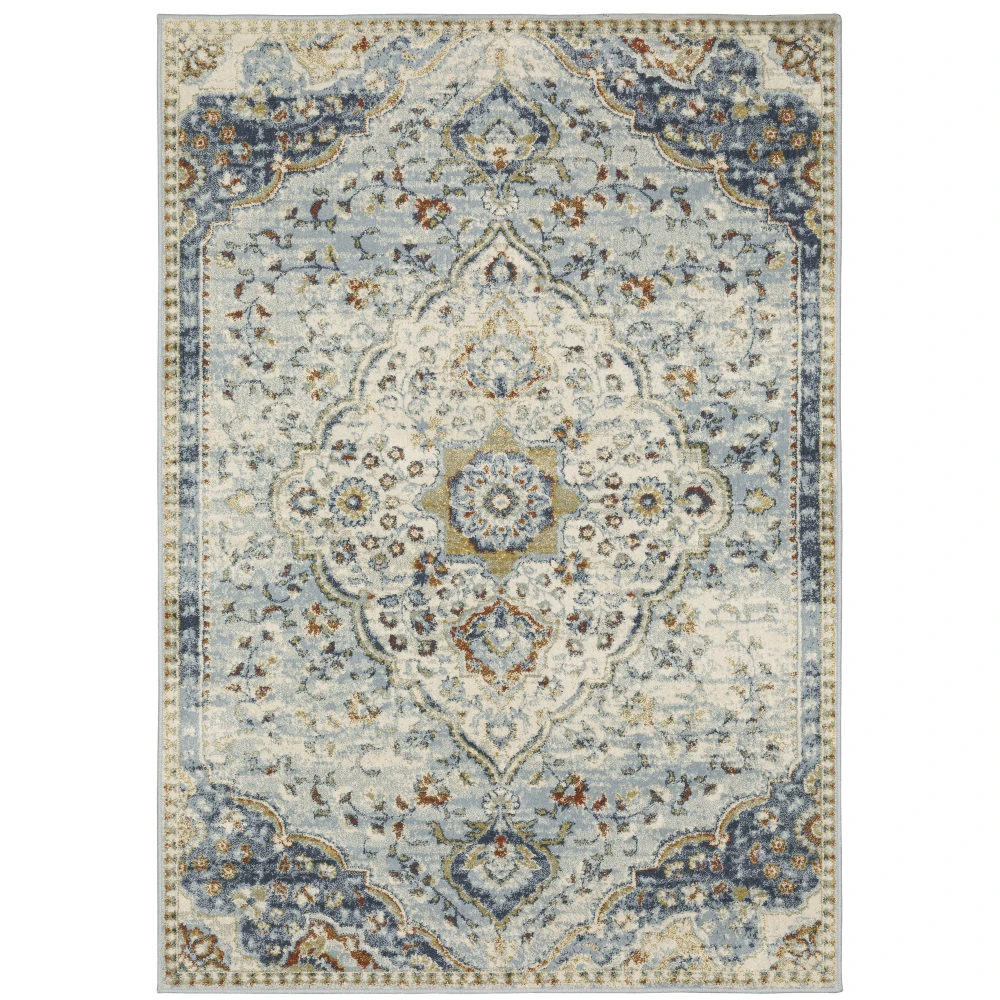 Branson BR01A Blue/ Multi Indoor Area Rug - 5'3