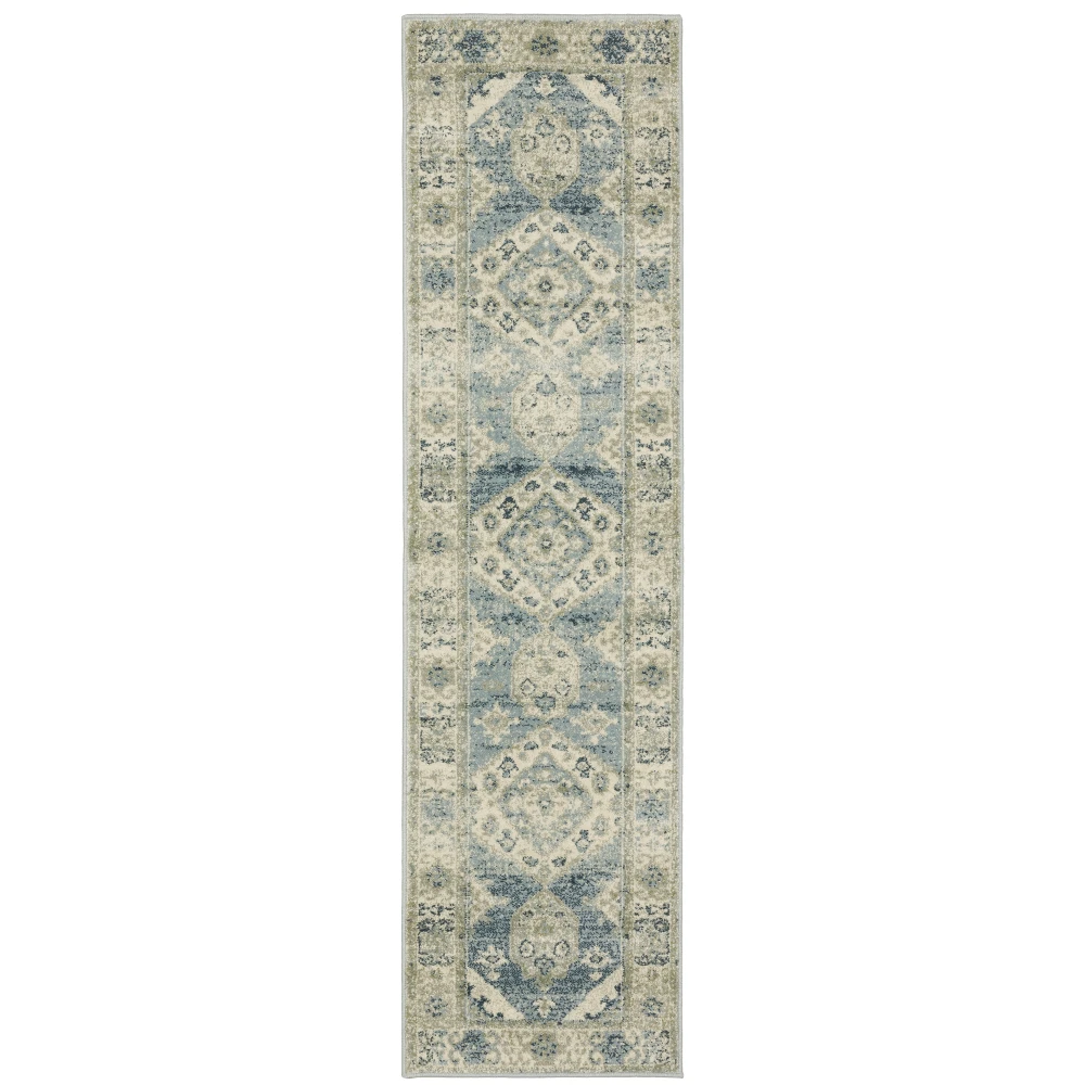 Branson BR03A Blue/ Grey Indoor Area Rug - 1'10