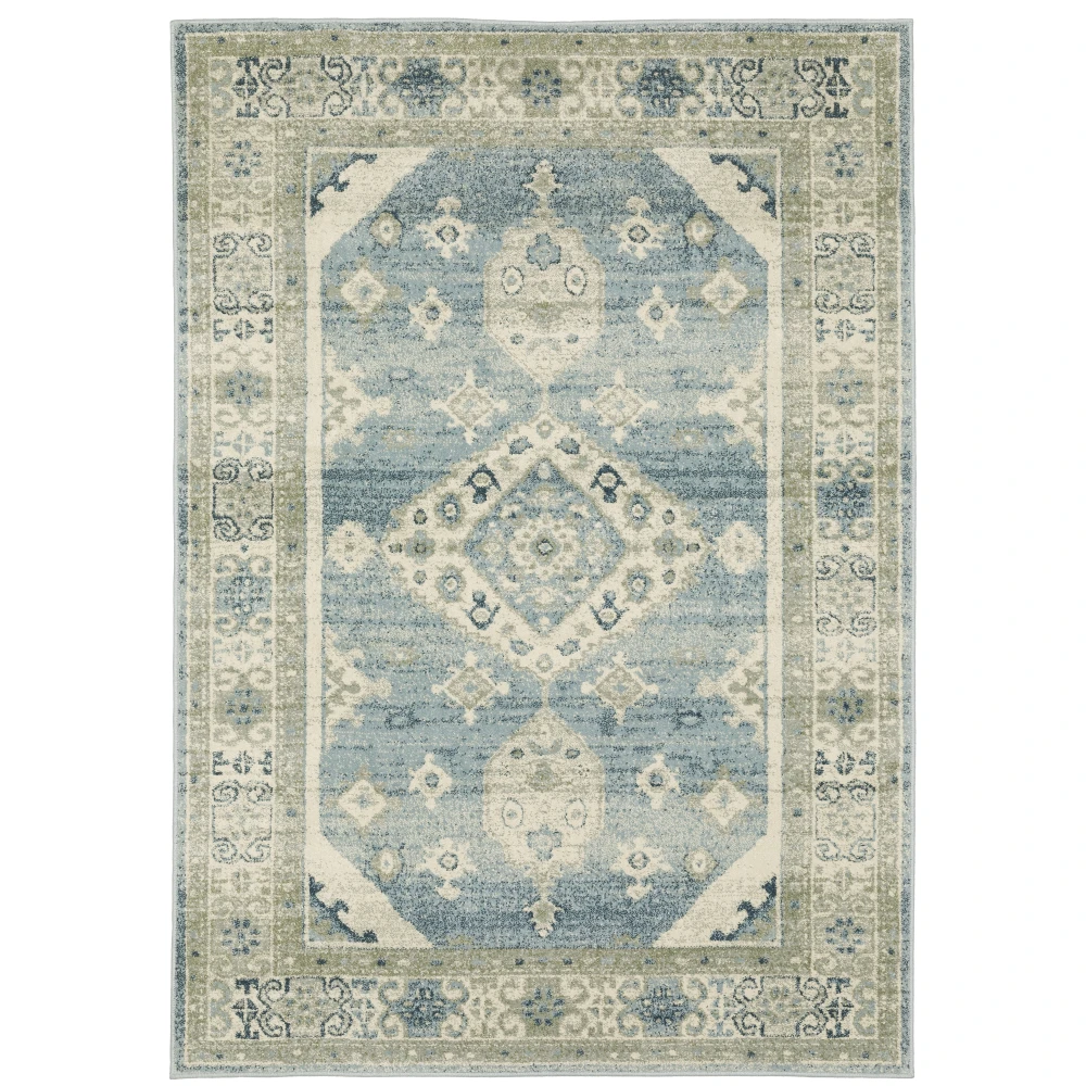 Branson BR03A Blue/ Grey Indoor Area Rug - 5'3