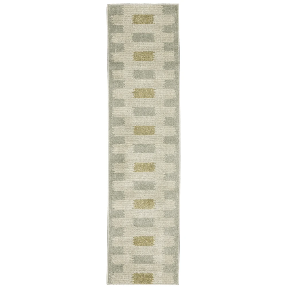 Branson BR09A Beige/ Grey Indoor Area Rug - 1'10